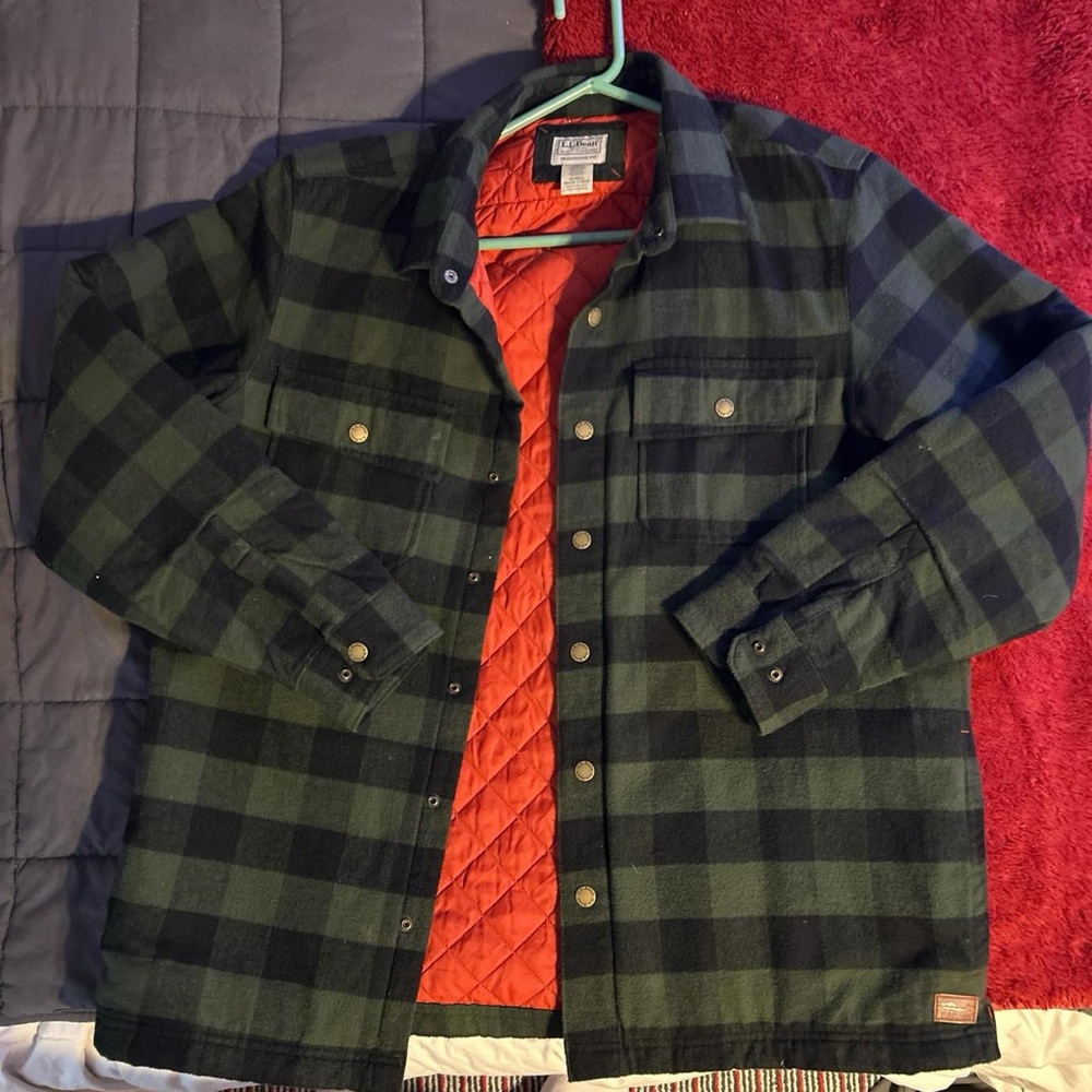 L.L. Bean Green and Black Lightweight Shirt Jacket